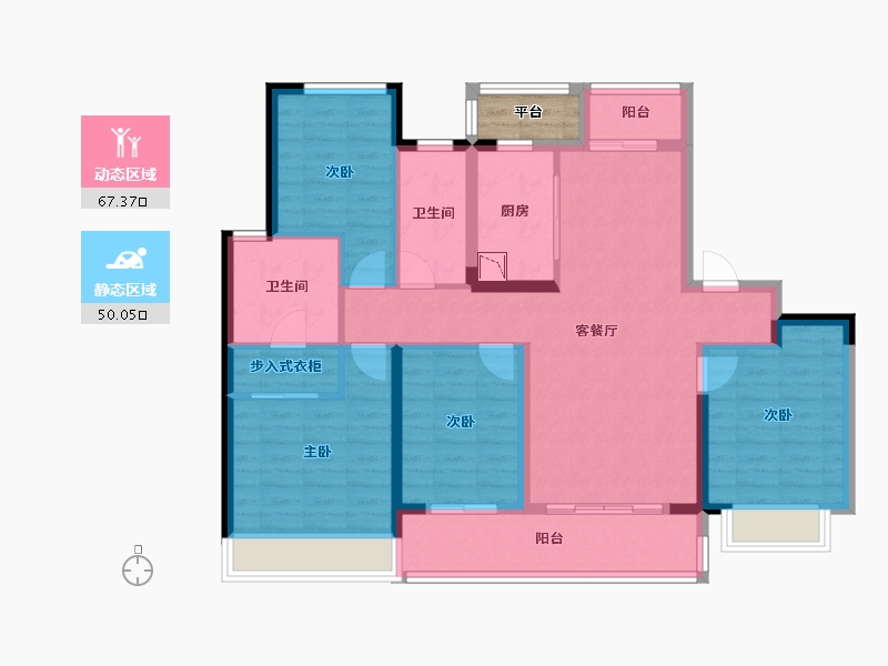 江苏省-常州市-琅越龙洲-106.82-户型库-动静分区