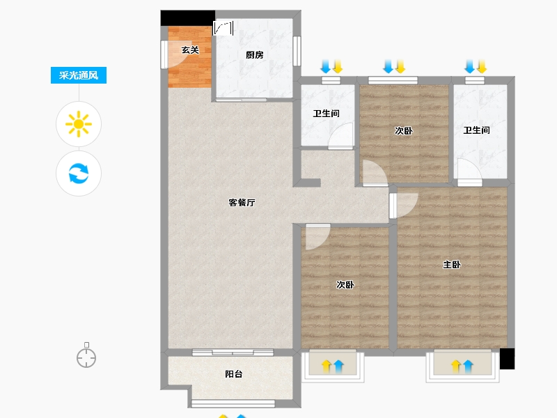 河北省-邯郸市-美的・锦观城-100.00-户型库-采光通风