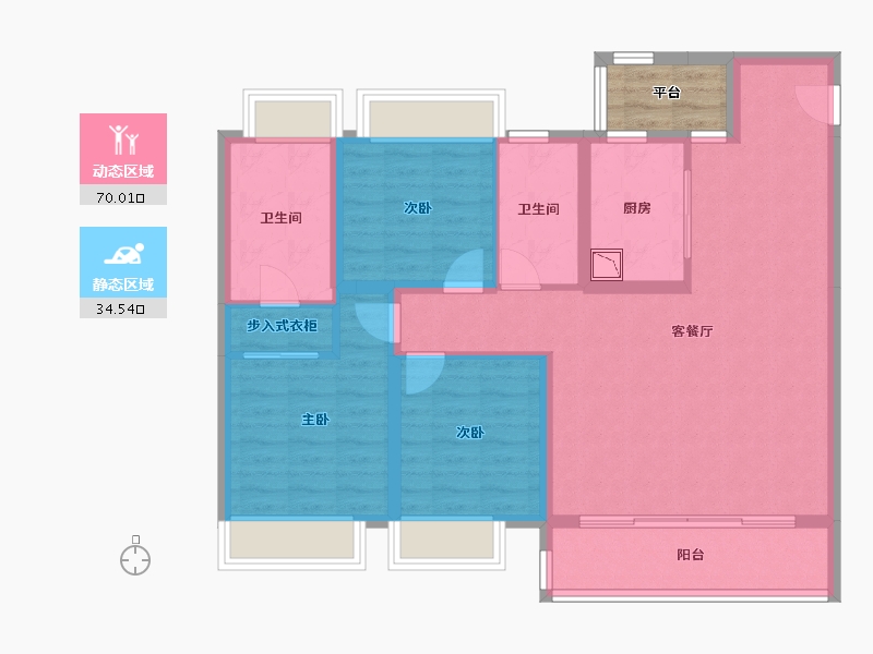 江苏省-常州市-琅越龙洲-96.58-户型库-动静分区