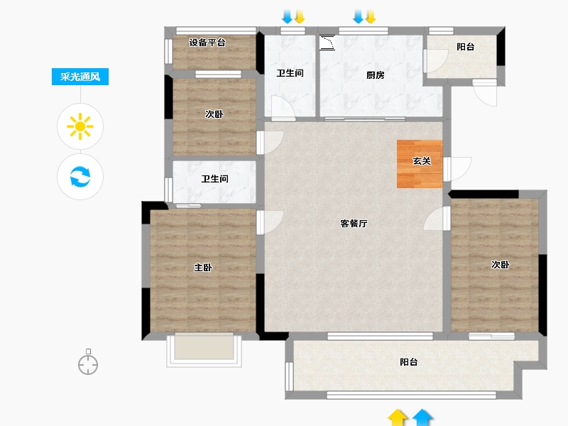 安徽省-安庆市-绿地新里城-102.40-户型库-采光通风