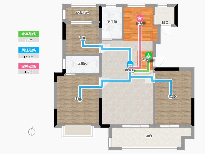 安徽省-安庆市-绿地新里城-90.40-户型库-动静线