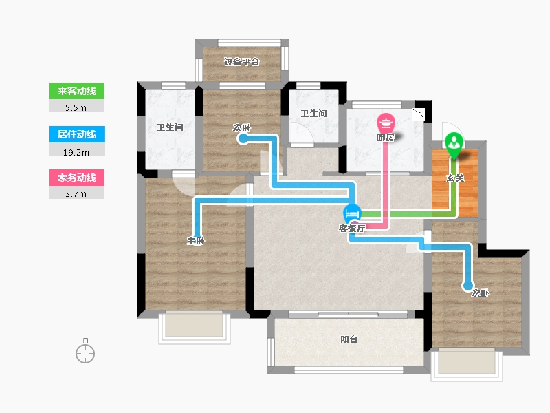 安徽省-安庆市-绿地新里城-84.80-户型库-动静线