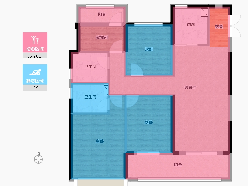 浙江省-温州市-融信中梁荣望-95.00-户型库-动静分区