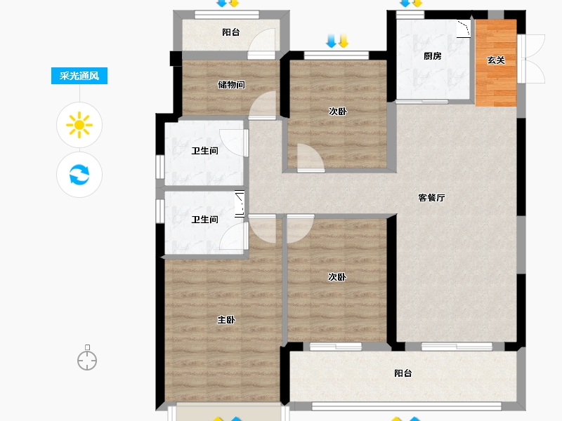 浙江省-温州市-融信中梁荣望-95.00-户型库-采光通风