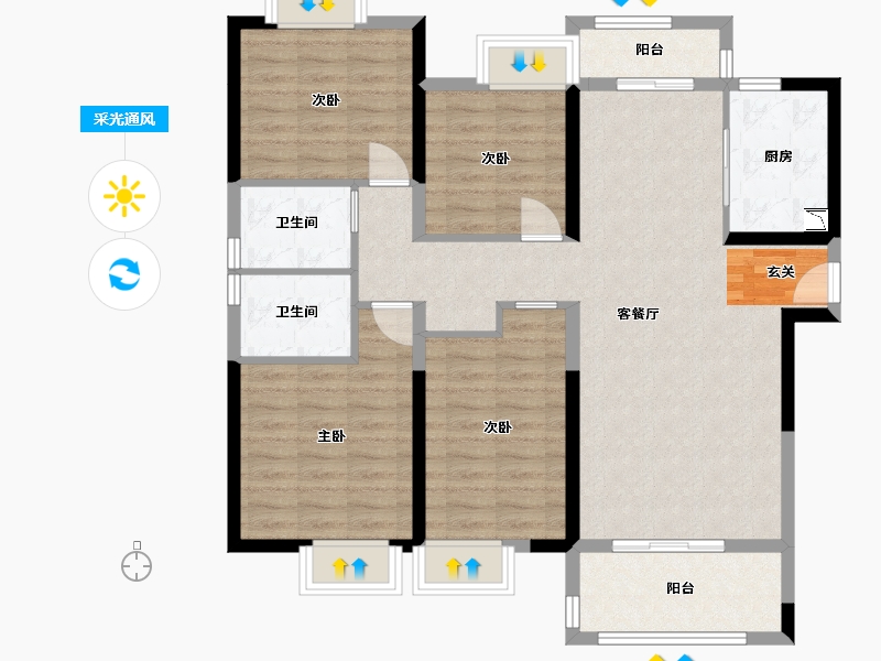 湖南省-湘潭市-湘潭雅士林欣城-104.07-户型库-采光通风