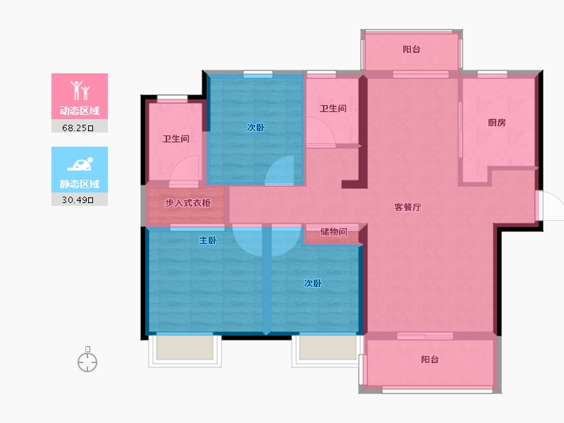 河南省-郑州市-郑州绿地城-88.00-户型库-动静分区