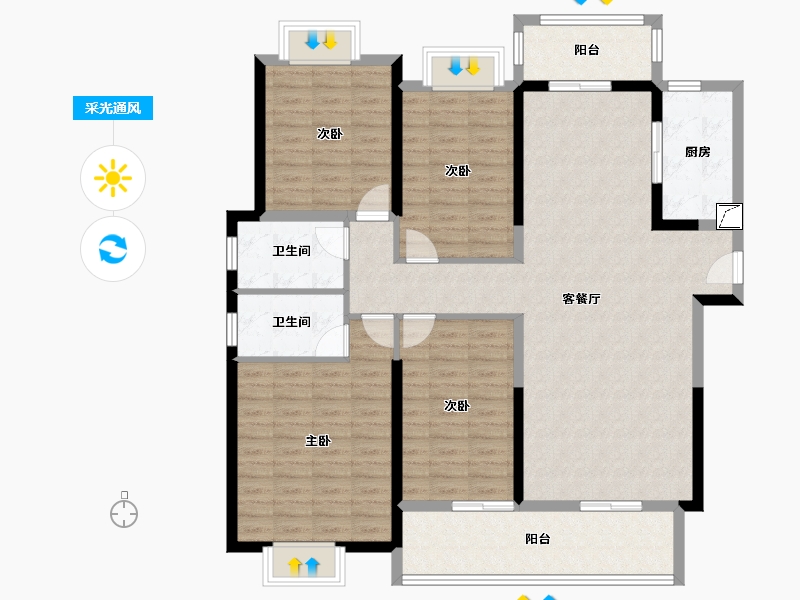 湖南省-郴州市-未来城-129.99-户型库-采光通风