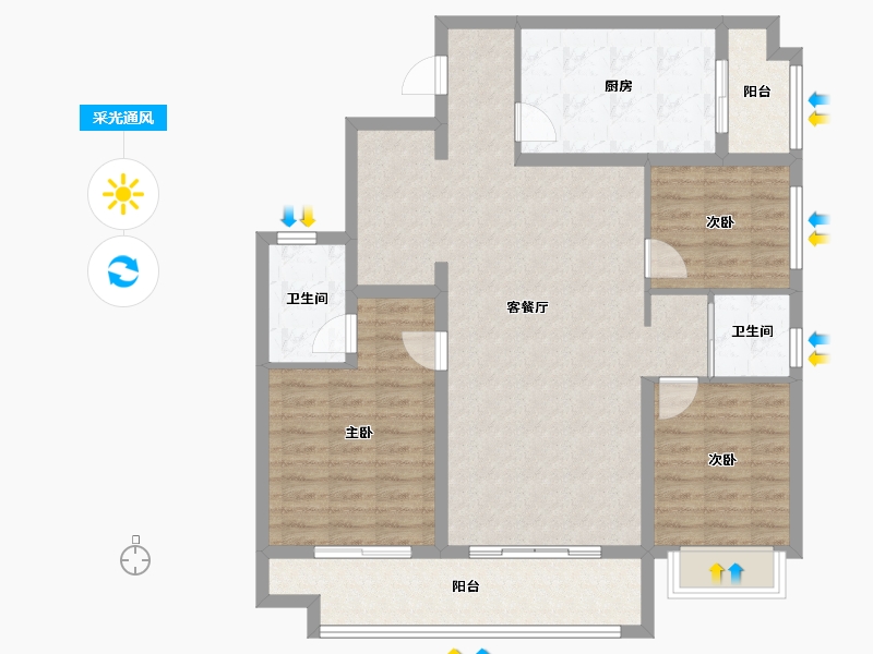 山东省-淄博市-君悦府-105.37-户型库-采光通风