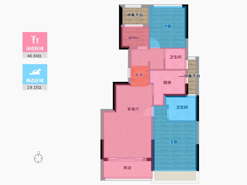 浙江省-杭州市-绿城千岛湖柳岸晓风-71.30-户型库-动静分区