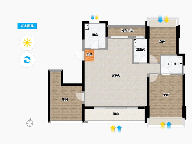 浙江省-温州市-时代滨江上品（新品）-114.00-户型库-采光通风