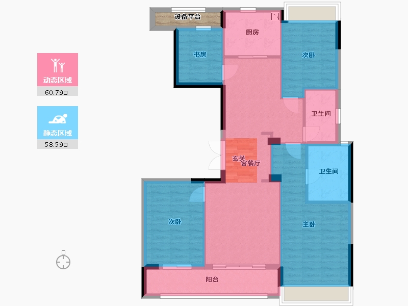 浙江省-杭州市-融创滨江杭源御潮府-110.25-户型库-动静分区