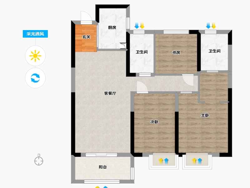 湖南省-湘潭市-湘潭雅士林欣城-88.71-户型库-采光通风