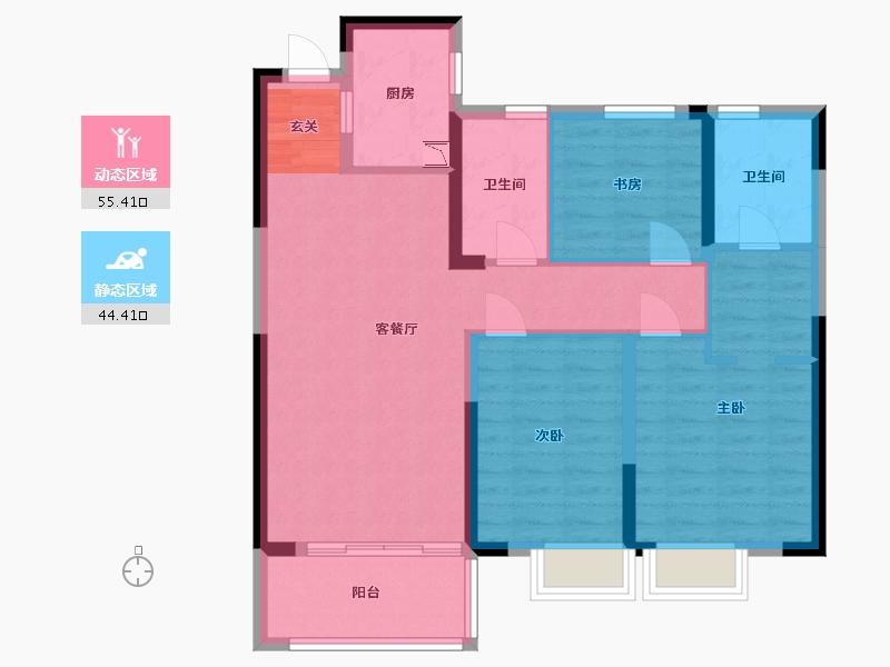 湖南省-湘潭市-湘潭雅士林欣城-89.02-户型库-动静分区