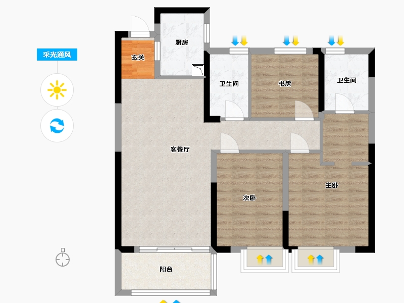 湖南省-湘潭市-湘潭雅士林欣城-89.02-户型库-采光通风