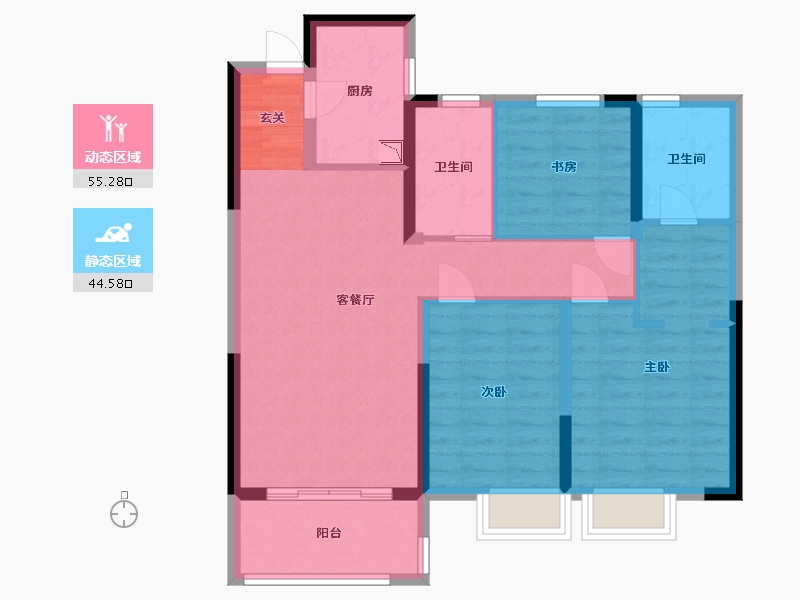 湖南省-湘潭市-湘潭雅士林欣城-88.93-户型库-动静分区