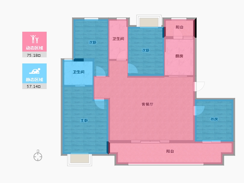 重庆-重庆市-万科金开悦府-119.59-户型库-动静分区