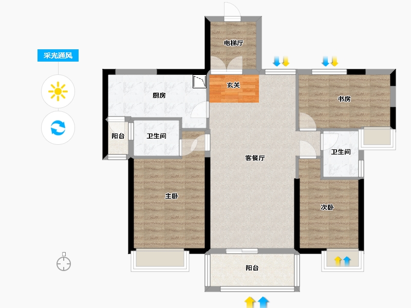 湖南省-湘潭市-湘潭雅士林欣城-101.44-户型库-采光通风