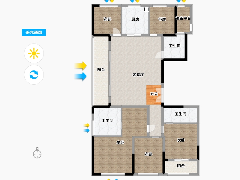 浙江省-杭州市-融创滨江杭源御潮府-154.29-户型库-采光通风