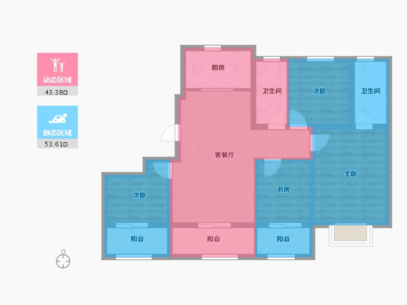 山东省-济南市-金茂逸墅-85.61-户型库-动静分区