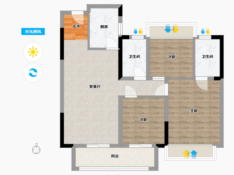 湖南省-岳阳市-岳阳未名府-79.10-户型库-采光通风