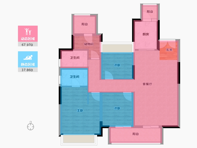 湖南省-岳阳市-岳阳未名府-93.87-户型库-动静分区