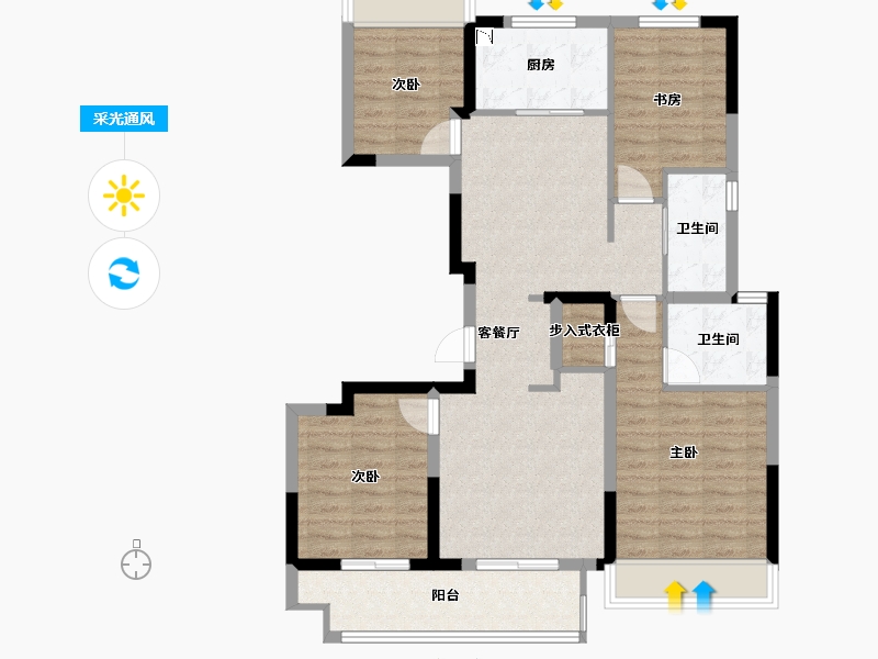 浙江省-绍兴市-江樾府-96.40-户型库-采光通风