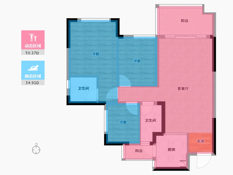 四川省-南充市-鸿通雍河湾-75.99-户型库-动静分区