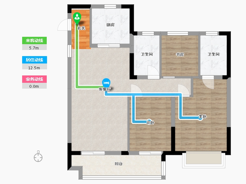 浙江省-台州市-招商博雅苑-84.00-户型库-动静线