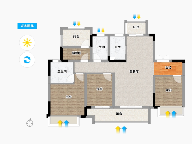 四川省-南充市-科华・北辰天璞-93.56-户型库-采光通风