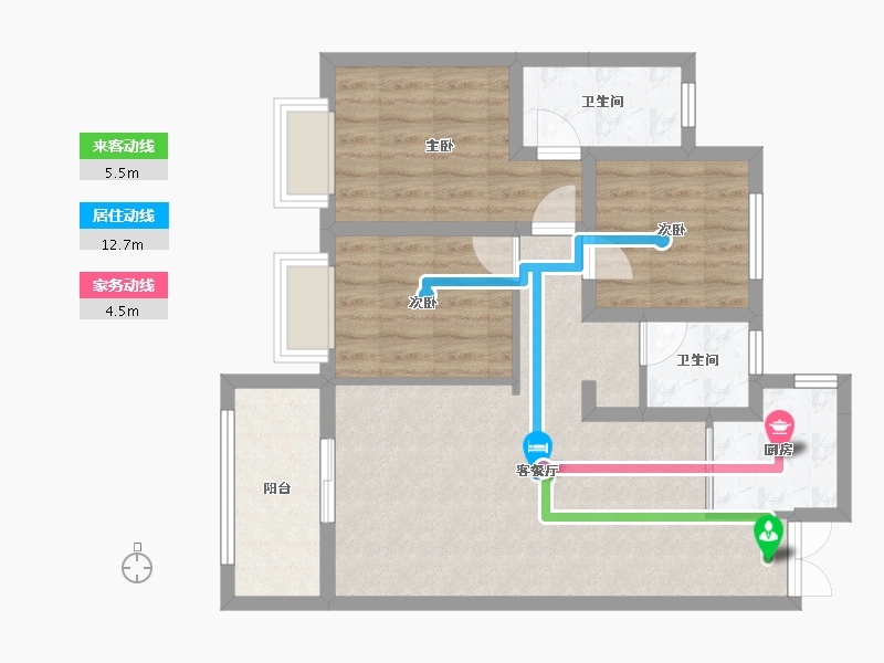 河南省-洛阳市-云星钱隆誉园-75.57-户型库-动静线