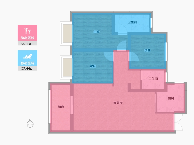 河南省-洛阳市-云星钱隆誉园-75.57-户型库-动静分区