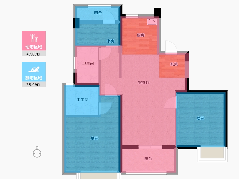 浙江省-台州市-碧桂园禧悦-71.93-户型库-动静分区