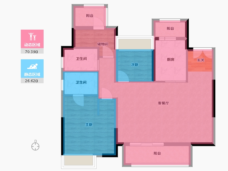 湖南省-岳阳市-岳阳未名府-86.62-户型库-动静分区