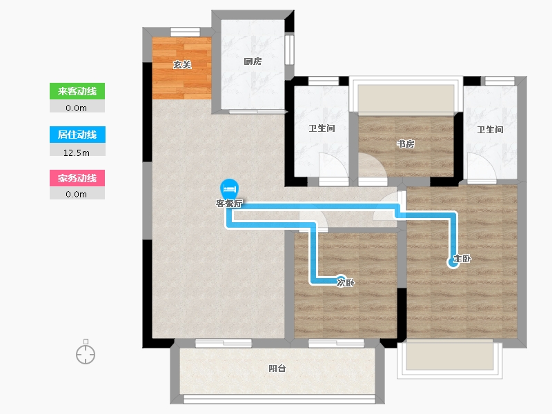 湖南省-岳阳市-岳阳未名府-71.95-户型库-动静线