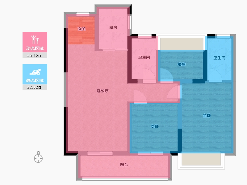 湖南省-岳阳市-岳阳未名府-71.95-户型库-动静分区