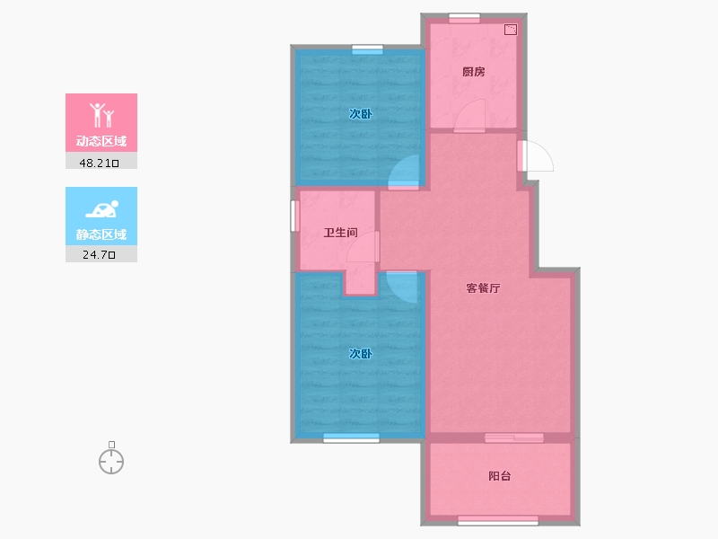 河北省-张家口市-碧桂园官厅蓝-64.71-户型库-动静分区