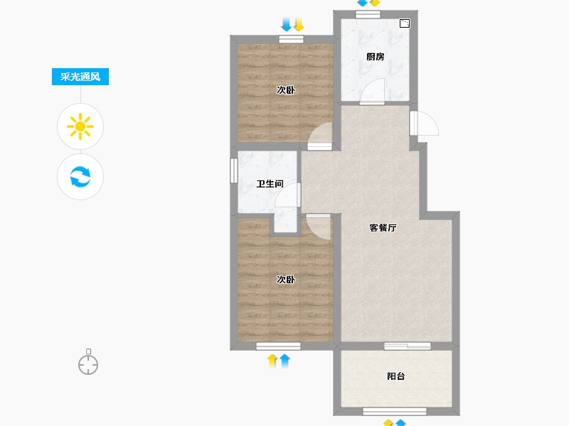 河北省-张家口市-碧桂园官厅蓝-64.71-户型库-采光通风