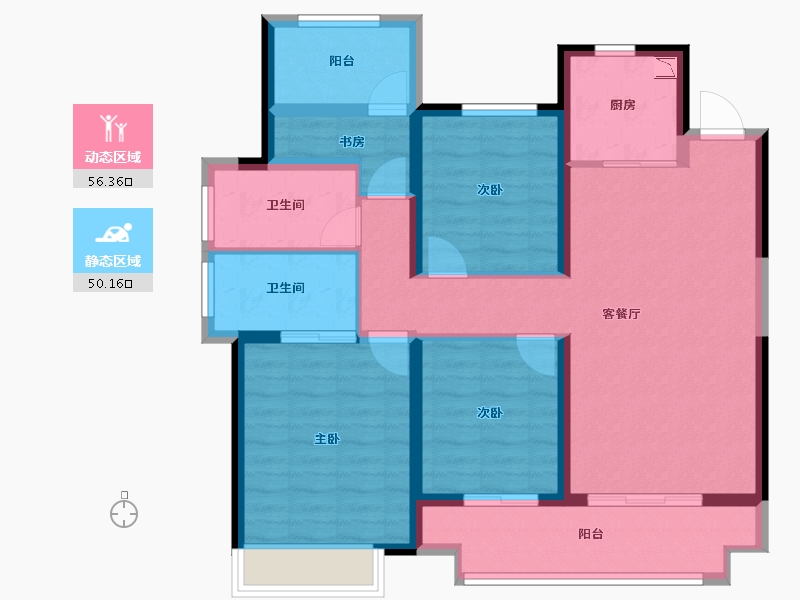 陕西省-西安市-乐华城香榭庄园-94.43-户型库-动静分区