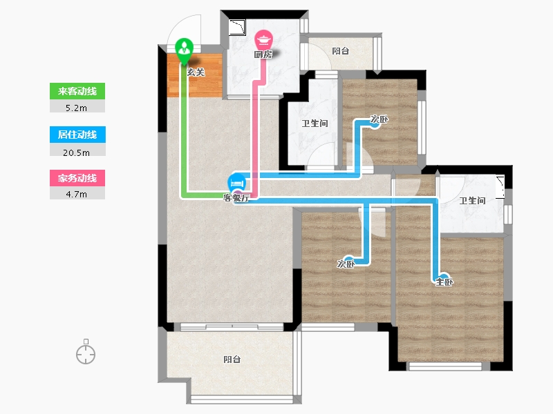 四川省-南充市-鸿通雍河湾-76.00-户型库-动静线