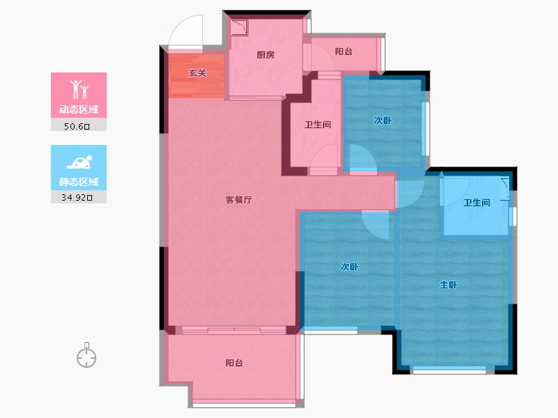 四川省-南充市-鸿通雍河湾-76.00-户型库-动静分区