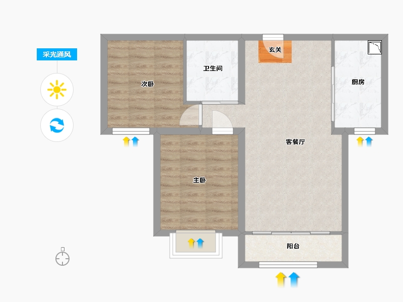 山西省-大同市-绿地缤纷汇-62.30-户型库-采光通风