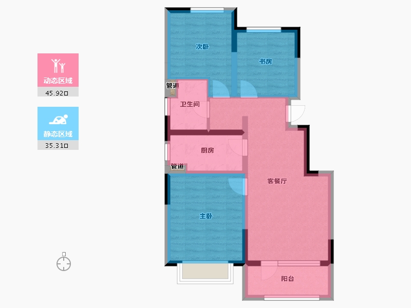 山西省-太原市-太原红星天悦-71.87-户型库-动静分区