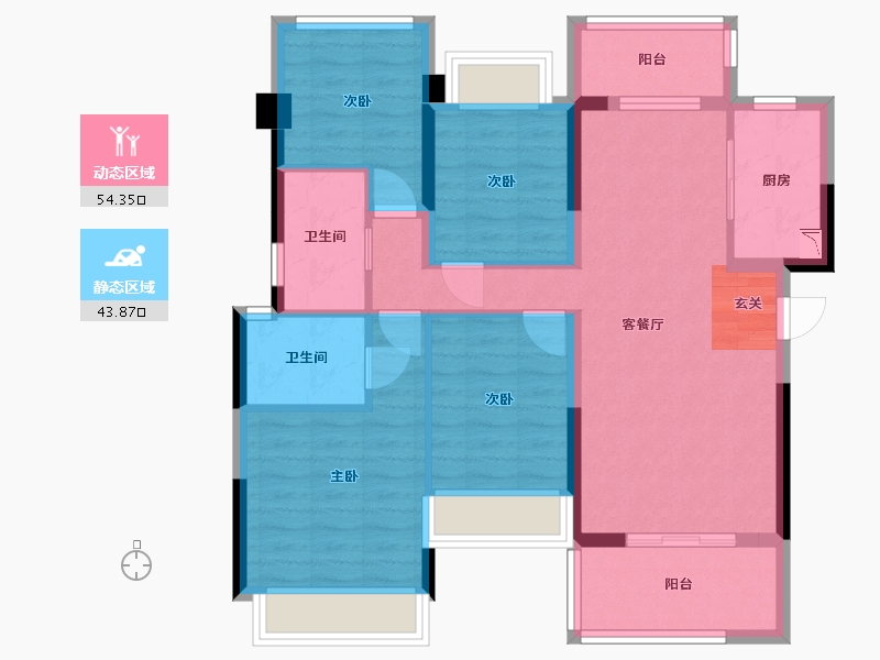 广东省-中山市-方直彩虹公馆-86.94-户型库-动静分区