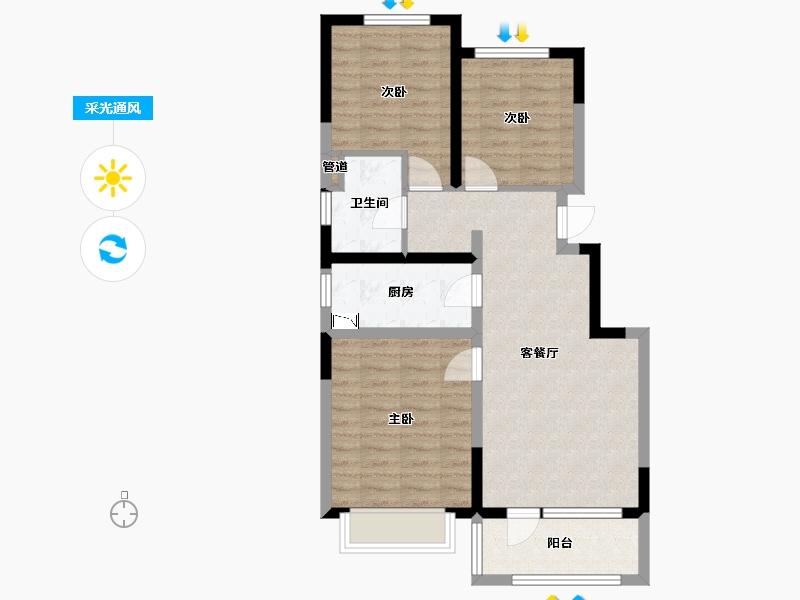 山西省-太原市-太原红星天悦-72.13-户型库-采光通风