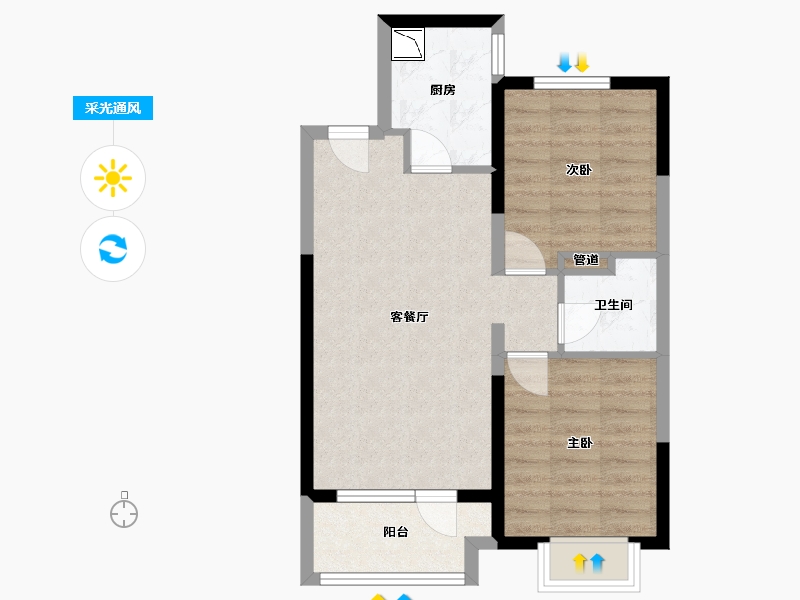 山西省-太原市-太原红星天悦-57.02-户型库-采光通风