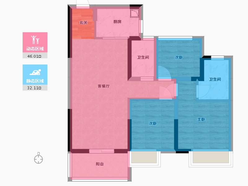 广东省-中山市-方直彩虹公馆-68.28-户型库-动静分区