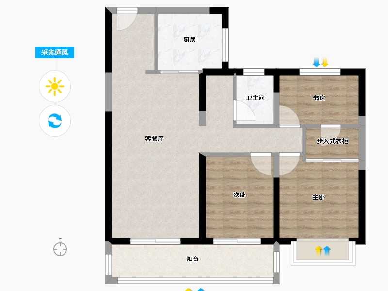 山西省-太原市-旭辉江山-76.30-户型库-采光通风