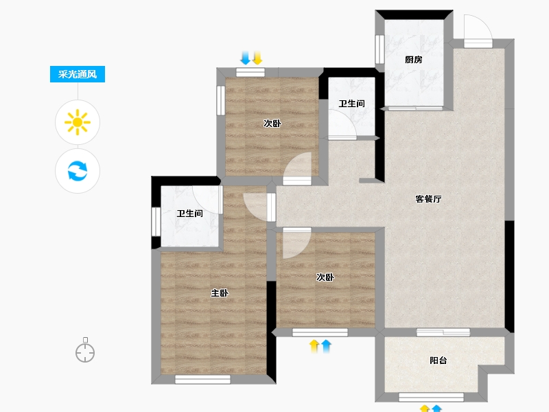 四川省-眉山市-天府时代中心城-69.82-户型库-采光通风