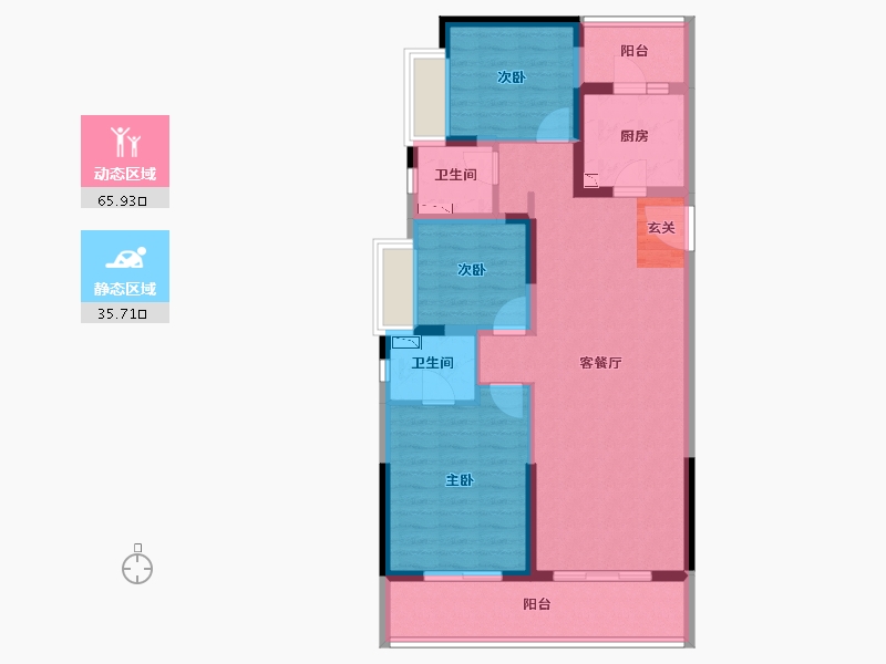 云南省-昆明市-海伦堡晋云府-90.07-户型库-动静分区