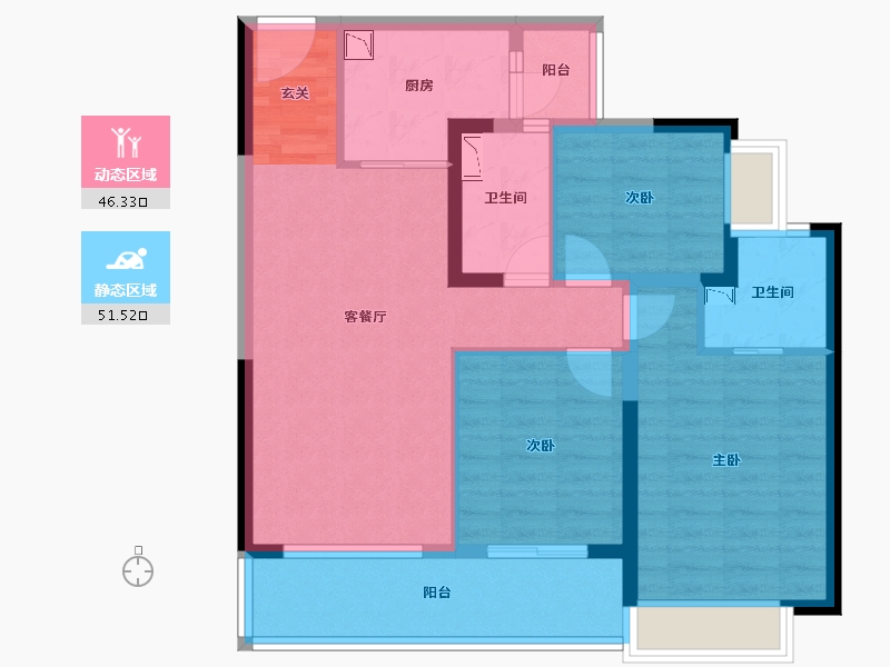 云南省-昆明市-海伦堡晋云府-86.79-户型库-动静分区